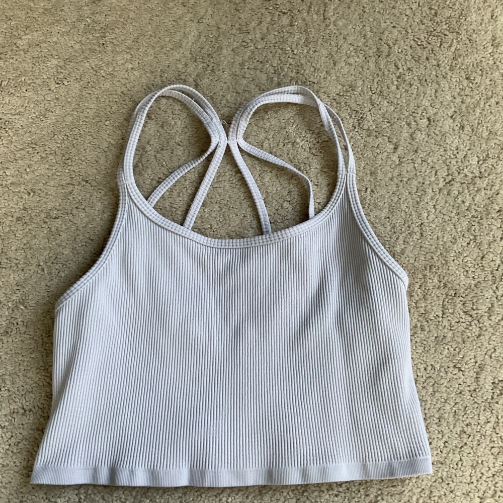 🪸 F21 White Ribbed Tank with Cross Back